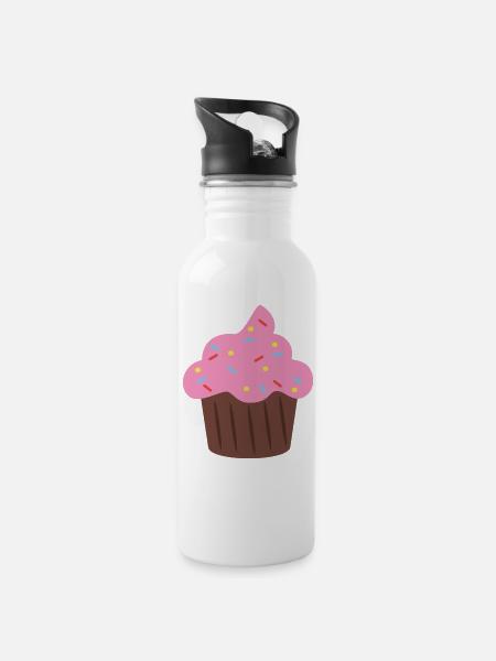 muffin - Trinkflasche mit integriertem Trinkhalm - Weiß