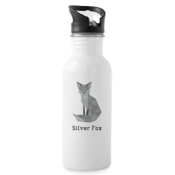 Silber Fuchs, abstakt - Trinkflasche mit integriertem Trinkhalm - Weiß - Rechts