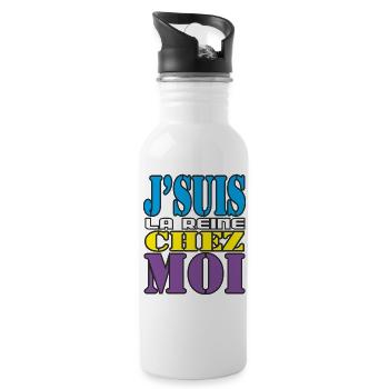 Woezoo - Je suis la Reine chez moi - Gourde avec paille intégrée - blanc - Droite