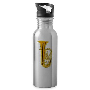 TUBA musical instrument - Water bottle with straw - silver - Right