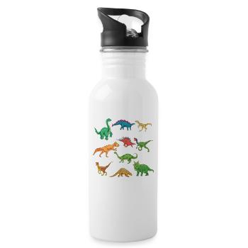Dinosaurier-Arten Grafiken Dino T-Rex Jungen Dinos - Trinkflasche mit integriertem Trinkhalm - Weiß - Rechts