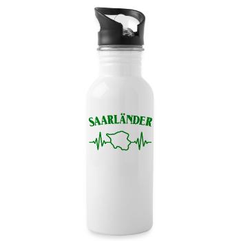 Saarländer Saarland EKG - Trinkflasche mit integriertem Trinkhalm - Weiß - Rechts