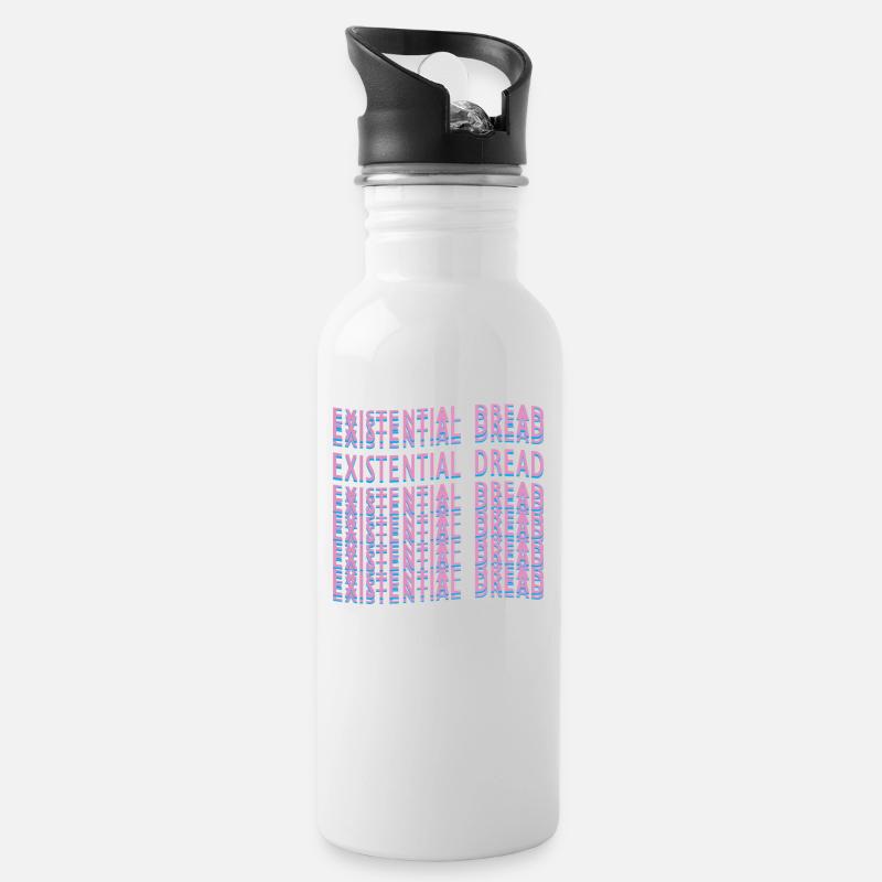 Existential Dread Produkt Retrowave Ästhetik - Trinkflasche mit integriertem Trinkhalm - Weiß