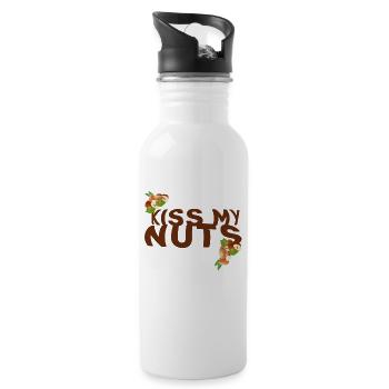 nuts kiss my nuts simple automne statement - Gourde avec paille intégrée - blanc - Droite