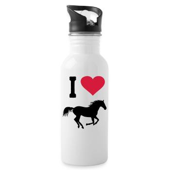 I Love Pferd Pferde reiten Reiter Reitsport Herz - Trinkflasche mit integriertem Trinkhalm - Weiß - Rechts