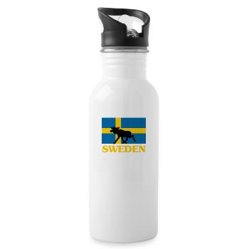Schweden Elch Flagge - Trinkflasche mit integriertem Trinkhalm - Weiß - Rechts