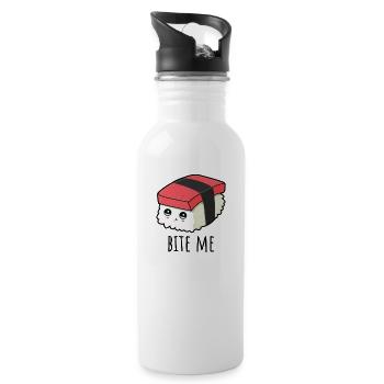 Kawaii Sushi Funny Bite Me - Water bottle with straw - white - Right