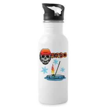 Hockey Winter Wintersport Winterzeit Sport Skull - Trinkflasche mit integriertem Trinkhalm - Weiß - Rechts
