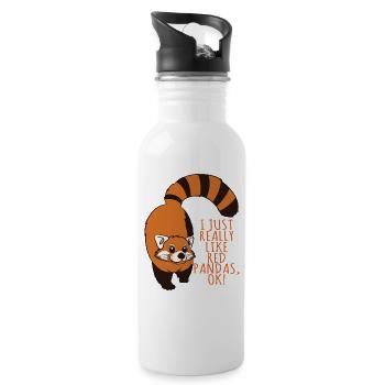 I Just Really Like Red Pandas, Ok! - Trinkflasche mit integriertem Trinkhalm - Weiß - Rechts