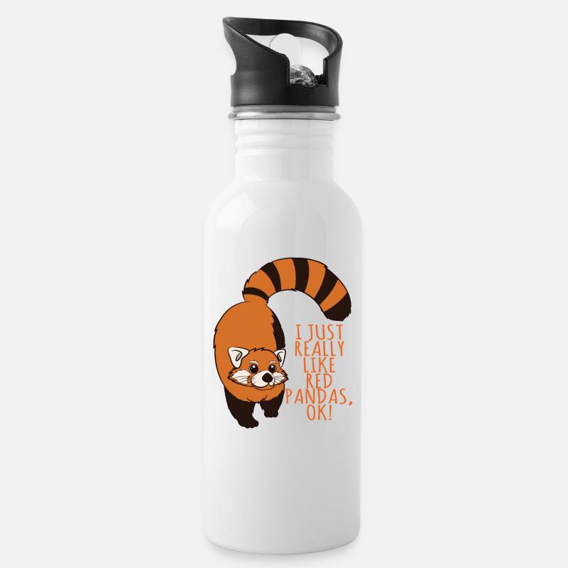 I Just Really Like Red Pandas, Ok! - Water bottle with straw - white