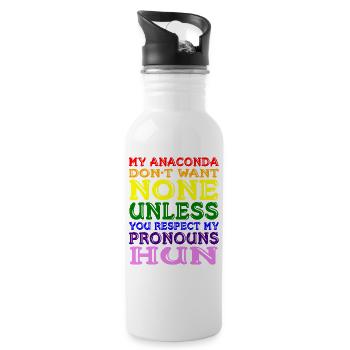 Meine Anakonda will keine, es sei denn, Sie respektieren meine - Trinkflasche mit integriertem Trinkhalm - Weiß - Rechts