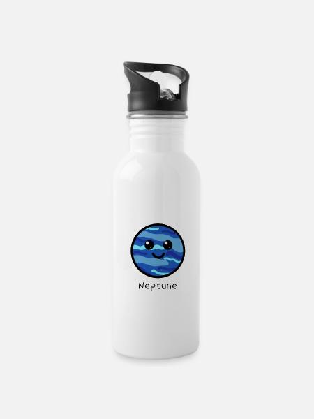 Cute Neptune - Water bottle with straw - white