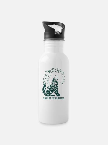Earth Day Wolf Silhouette Tierschutz Tierschützer - Trinkflasche mit integriertem Trinkhalm - Weiß