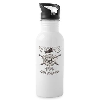 Vikings Live Forever 1970 Norse Birthday - Trinkflasche mit integriertem Trinkhalm - Weiß - Rechts
