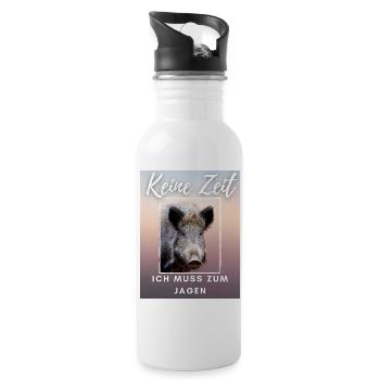 KEINE ZEIT ich muss zum jagen - JÄGER Jagd jagen - Trinkflasche mit integriertem Trinkhalm - Weiß - Rechts