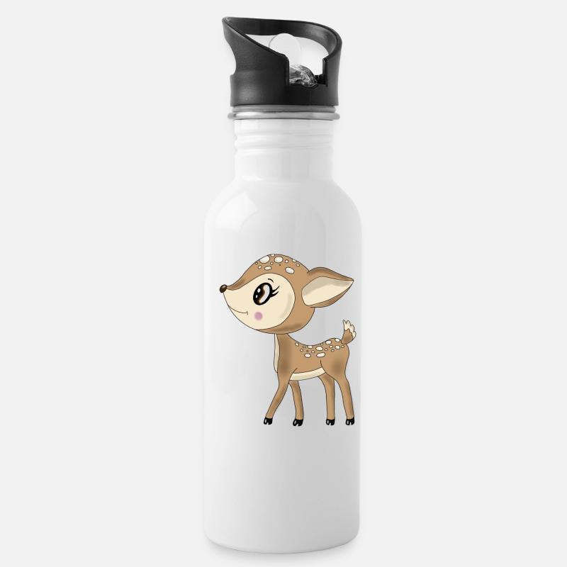 Chevreuil - Gourde avec paille intégrée - blanc