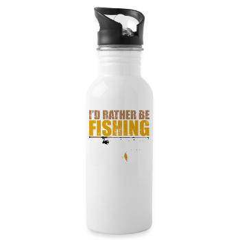 Ich würde lieber angeln T-Shirt lustiges Geschenk für - Trinkflasche mit integriertem Trinkhalm - Weiß - Rechts