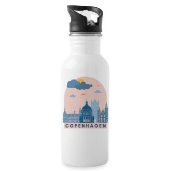 Danemark Copenhague Design Logo Europe - Gourde avec paille intégrée - blanc - Droite