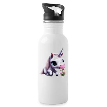Joli bouquet d’odeurs de licorne - Gourde avec paille intégrée - blanc - Droite