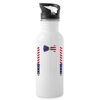 Funny USA Flag Bow Tie with Suspenders Perfect - Water bottle with straw - white - Right