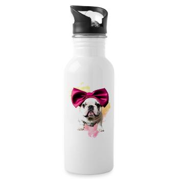 Dog Sayings Dog Dogs Bulldog - Water bottle with straw - white - Right