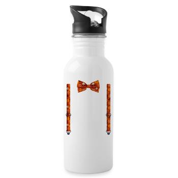 Funny Skulls Bow Tie with Suspenders Perfect - Water bottle with straw - white - Right