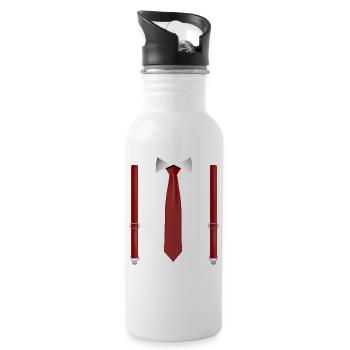 Funny Red Tie with Suspenders Perfect Wedding - Water bottle with straw - white - Right