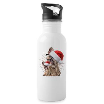 Bouledogue français Chien de Noël Chiens - Gourde avec paille intégrée - blanc - Droite