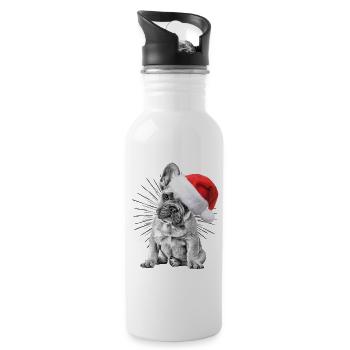 Bouledogue français Chien de Noël Chiens - Gourde avec paille intégrée - blanc - Droite