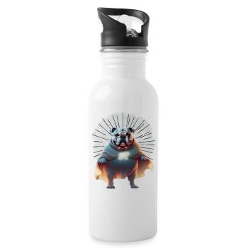 Bulldogge Halloween Hund Hunde BELLOWEEN - Trinkflasche mit integriertem Trinkhalm - Weiß - Rechts