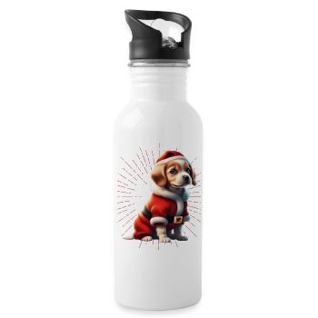 Merry Christmas Dog Dogs - Water bottle with straw - white - Right