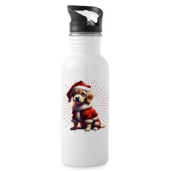 Merry Christmas Dog Dogs - Water bottle with straw - white - Right