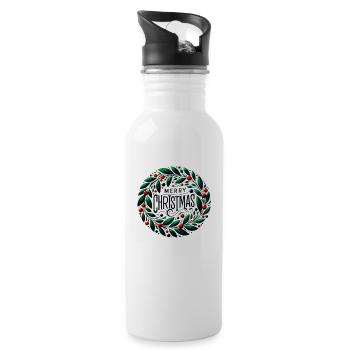 Merry Christmas design Funny Gift for Xmas Lovers - Water bottle with straw - white - Right