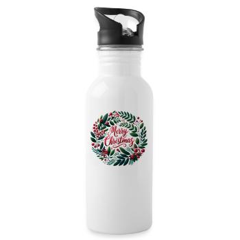 Merry Christmas design Funny Gift for Xmas Lovers - Water bottle with straw - white - Right