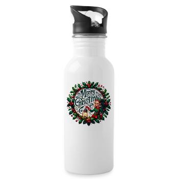 Merry Christmas design Funny Gift for Xmas Lovers - Water bottle with straw - white - Right