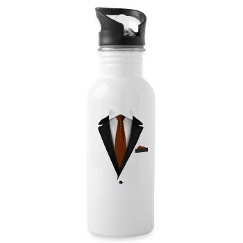 Smoking mit orangefarbener Krawatte für Hochzeiten und besondere - Trinkflasche mit integriertem Trinkhalm - Weiß - Rechts