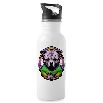 Chihuahua Chien Coloré Japonais - Gourde avec paille intégrée - blanc - Droite