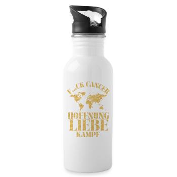 F...CK CANCER - HOFFNUNG, LIEBE & Kampf - Trinkflasche mit integriertem Trinkhalm - Weiß - Rechts