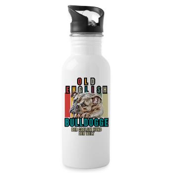 Bouledogue Vieux Bouledogue Anglais Chien Chiens - Gourde avec paille intégrée - blanc - Droite