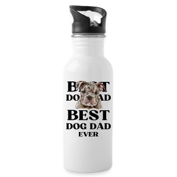 BEST DOG DAD EVER I Hundebesitzer Geschenk - Trinkflasche mit integriertem Trinkhalm - Weiß - Rechts