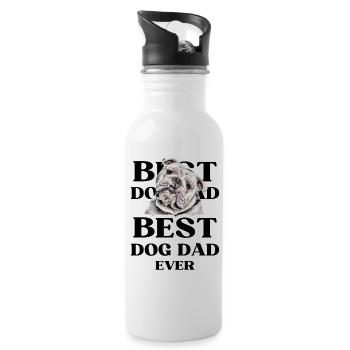 BEST DOG DAD EVER I Hundebesitzer Geschenk - Trinkflasche mit integriertem Trinkhalm - Weiß - Rechts