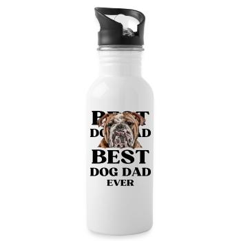 BEST DOG DAD EVER I Hundebesitzer Geschenk - Trinkflasche mit integriertem Trinkhalm - Weiß - Rechts