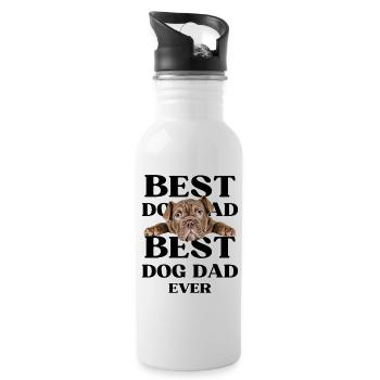 BEST DOG DAD EVER I Hundebesitzer Geschenk - Trinkflasche mit integriertem Trinkhalm - Weiß - Rechts