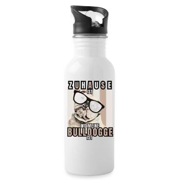 LA MAISON EST LÀ OÙ MON BOULEDOGUE EST CHIEN CHIENS - Gourde avec paille intégrée - blanc - Droite