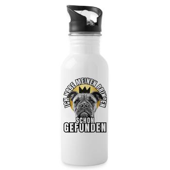 PRINCES FOUND - BULLDOG dog DOGS - Water bottle with straw - white - Right