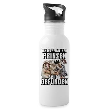 PRINCES FOUND - BULLDOG dog DOGS - Water bottle with straw - white - Right