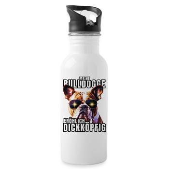 My BULLDOG cheerful & stubborn dog DOGS - Water bottle with straw - white - Right