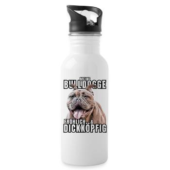 My BULLDOG cheerful & stubborn dog DOGS - Water bottle with straw - white - Right