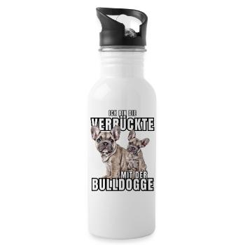 Je suis le FOU avec le chien bouledogue CHIENS - Gourde avec paille intégrée - blanc - Droite