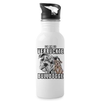 Je suis le FOU avec le chien bouledogue CHIENS - Gourde avec paille intégrée - blanc - Droite